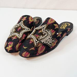 Sam Edelman Circus | Pelham Scarab and Stars Rhinestone Mules Slides | Sz 6.5